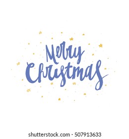 Merry christmas lettering. Perfect Xmas design for greeting cards and invitations.