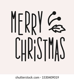 Merry christmas. Lettering phrase. Hand drawn calligraphic design. Concept for banner, poster, sticker, t-shirt, mug, scrap booking, gift, printing press. Eps10 vector.