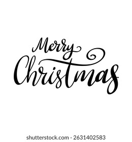 Merry Christmas. Lettering phrase on white background. Design element for poster, banner, t shirt, card. Vector illustration