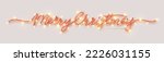 Merry Christmas lettering realistic 3d inscription from christmas lights decorated garlands. Happy Holidays lettering decorative lamp. Horizontal web poster, header for website. Vector illustration