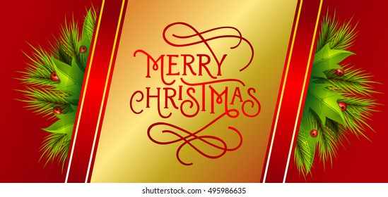 Merry Christmas Lettering and Ribbons