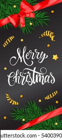 Merry Christmas Lettering and Ribbons