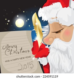 Merry Christmas Lettering, Santa Claus Writing Text Message - Vector Illustration, Graphic Design Useful For Your Design