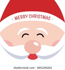 Merry Christmas lettering santa cute smile cartoon vector white background