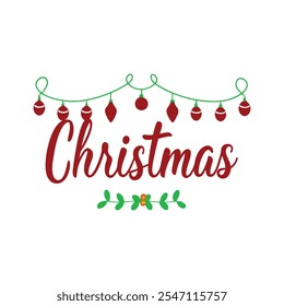 Merry Christmas Lettering Script Font with Festive Elements for Holiday Typography Design