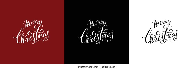 Merry Christmas! Lettering. Set of greeting vector posters 