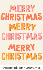 Merry Christmas lettering set. Vector illustration