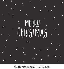 Merry christmas lettering, snow background.