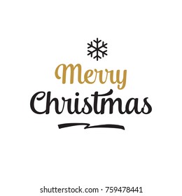 Merry Christmas lettering with snowflake