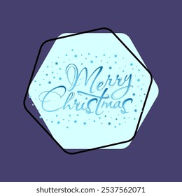 Merry Christmas lettering  with snowflakes on abstract background. Christmas design element. Handwritten text, calligraphy. For greeting cards, advertisements, leaflets, brochures, invitations, poster