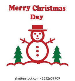 Merry Christmas Lettering with Snowman.