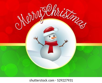 Merry Christmas Lettering, Snowman, Circle