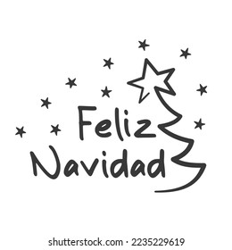 Merry Christmas lettering in Spanish. For greeting cards, banners, posters. Vector illustration	
