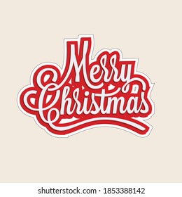 Merry Christmas lettering sticker or label or tag design template. Isolated on light background. Vector illustration