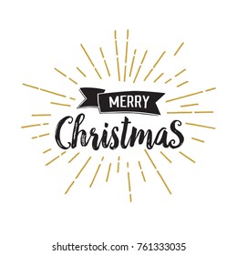 Merry Christmas lettering with sunlight