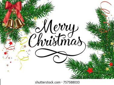 Merry Christmas Lettering with Swirls 