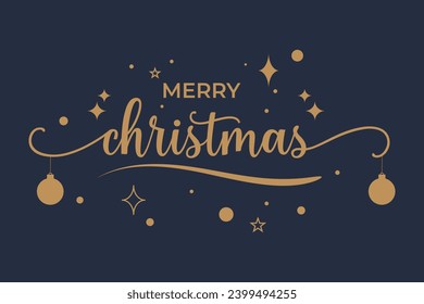 Merry Christmas lettering template greeting card template, Invitation script calligraphy with ornament.