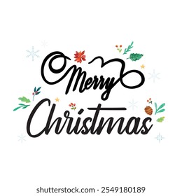 Plantilla de letras de Navidades felices. Plantilla de tarjeta de felicitación de Navidad, caligrafía de guion de invitación, cita tipográfica creativa, elemento de postal de Festiva. Estilo dibujado a mano. Ilustración de línea de Vector de moda.