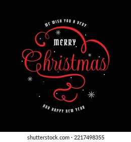 merry christmas lettering with text happy new year. vector illustration