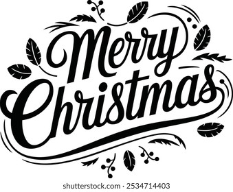 Merry Christmas  lettering text symbol vector illustration