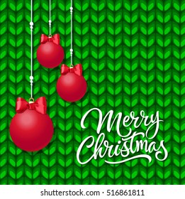 Merry Christmas Lettering and Three Balls