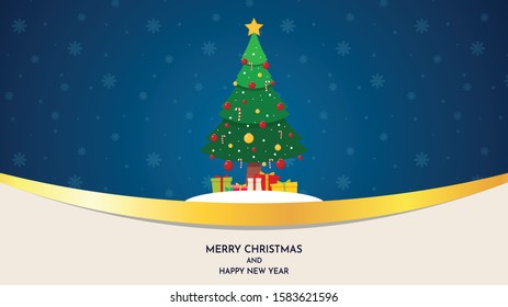 Merry Christmas lettering. Christmas tree vector. symbol. free space for text. Christmas post card.