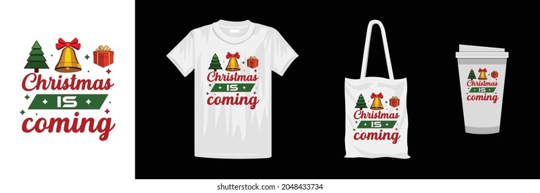 Merry Christmas lettering t-shirt design. 