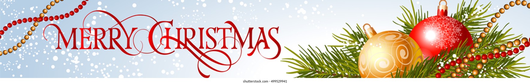 Merry Christmas Lettering with Two Balls