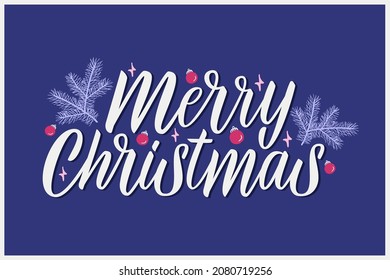 Merry Christmas lettering. Typography design, celebration quotation for banner, backdrops, posters, greeting cards.
Hand drawn calligraphy. Vector illustration.