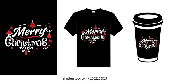 Merry Christmas lettering typography quote. Christmas t-shirt design. Christmas merchandise designs. Christian religion quotes saying for print.