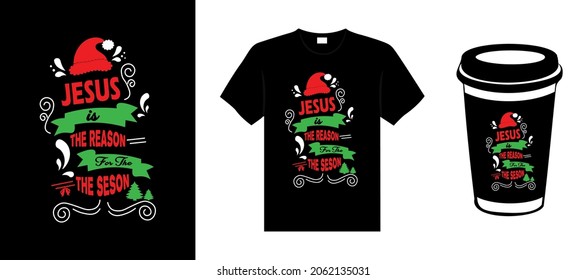 Merry Christmas lettering typography quote. Christmas t-shirt design. Christmas merchandise designs. Christian religion quotes saying for print.