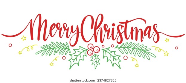 Merry christmas lettering typography vector illustration