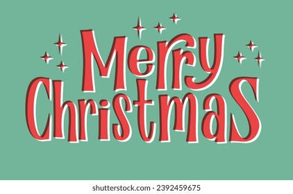 Merry Christmas lettering. Typography vector illustration. Vintage print effect.