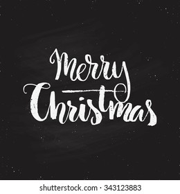 Merry Christmas lettering. Vector clipart for Christmas cards and photo overlays. Handdrawn typography element. Brushed script with texture.