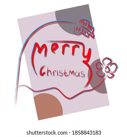 merry christmas lettering vector drawing line up