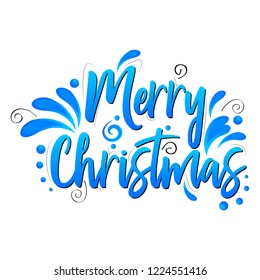 Merry Christmas lettering vector illustration on white background