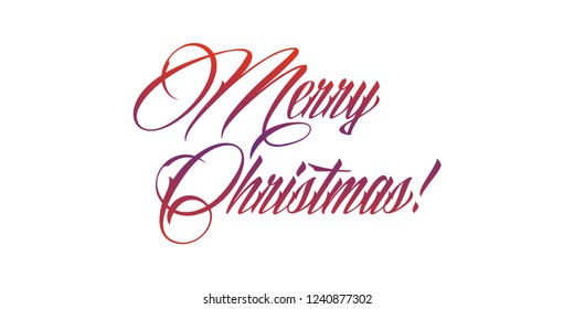 Merry Christmas lettering, vector illustration. Christmas greeting card text. 
