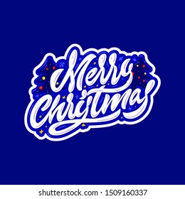 Merry christmas. Lettering vector illustration. Stylized typography for posters, prints, stickers