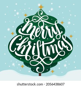 Merry Christmas lettering vector illustration. 