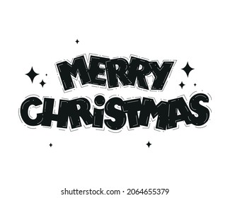 Merry Christmas lettering. Vector Illustration. Isolated calligraphic text  Merry Christmas and Happy New Year for Holiday Greeting Gift Poster card. Typography design for banner.