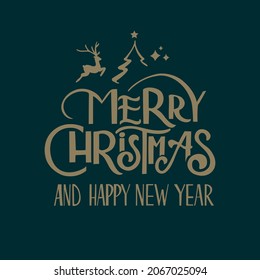 Merry Christmas lettering  Vector Illustration  Isolated calligraphic text  Merry Christmas   Happy New Year for Holiday Greeting Gift Poster card  Typography design for banner  