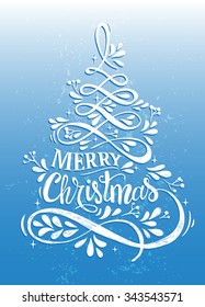 Merry Christmas lettering vector illustration. 
