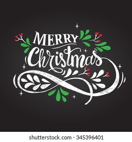 Merry Christmas lettering vector illustration. 