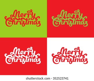 Merry Christmas lettering  - vector illustration. Set