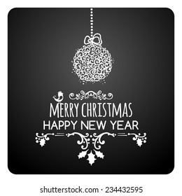 Merry Christmas lettering. Vector typography, chalkboard