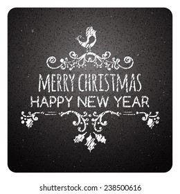 Merry Christmas lettering. Vector typography, chalkboard