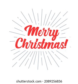 Merry Christmas lettering. Winter holiday design label.