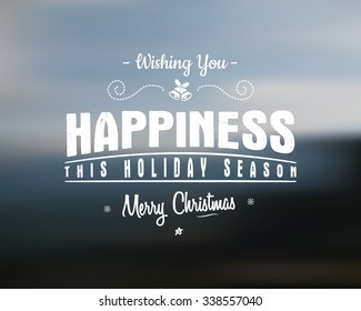 Merry Christmas lettering. Wishes Vector clipart for Holiday season cards, posters, banners, flyers and photo overlays. Hand drawn typography element. On blurred background.