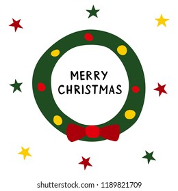 Merry Christmas Lettering with Wreath