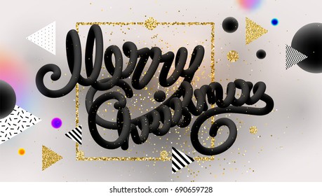 Merry Christmas lettering | Xmas placard cover design